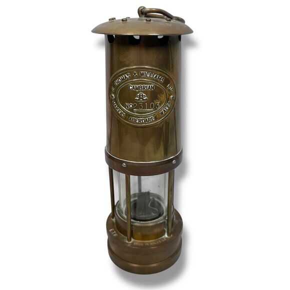 Vintage E Thomas & Williams Cambrian Miner's Oil Lamp Brass 5 Digit Serial 23103 - Picture 1 of 11